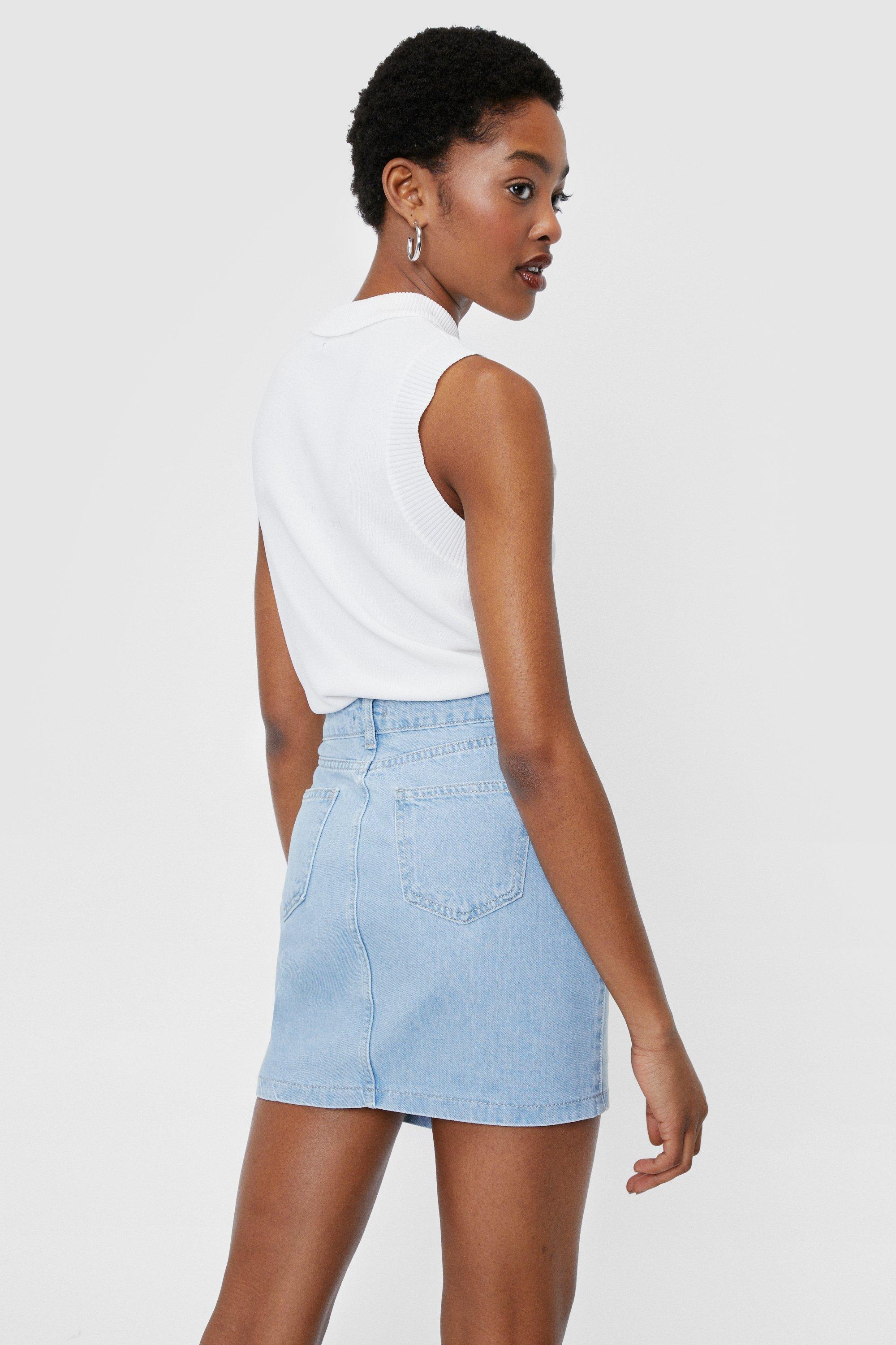 High waisted shop light denim skirt